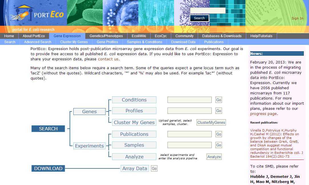EcoliHub screenshot